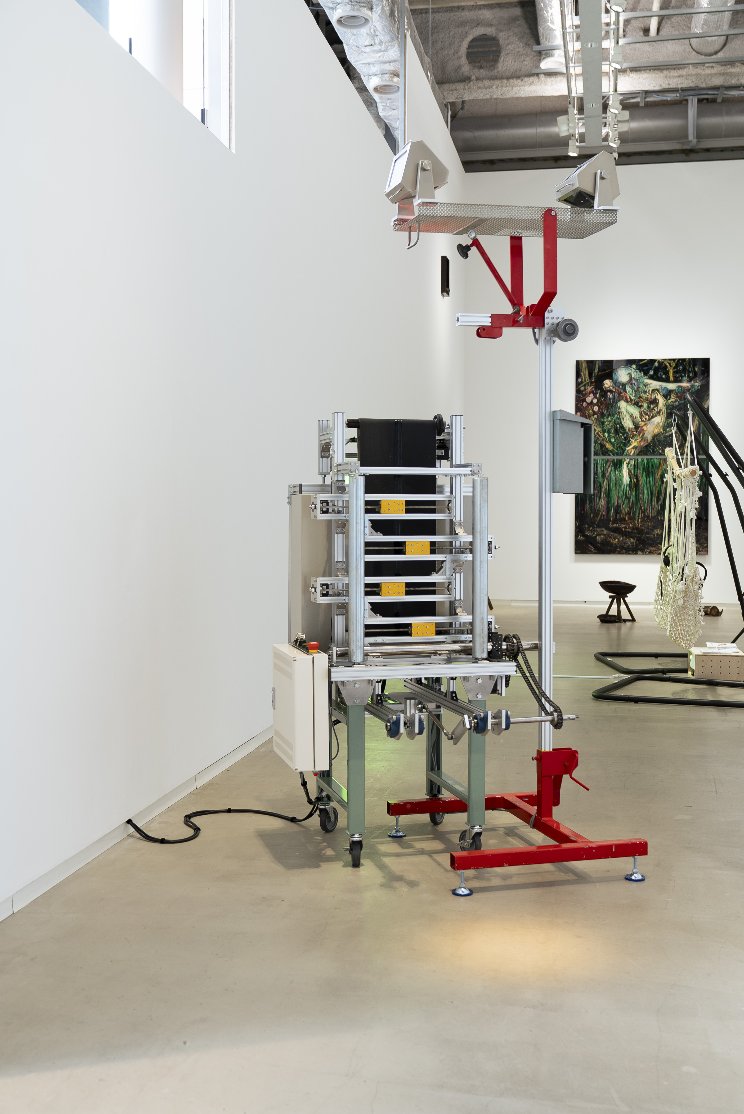 Installation view of the Drawing Machine Staring at the Hands of a Broken Clock